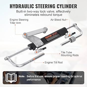 VEVOR Hydraulic Outboard Steering Kit, 90HP, Marine Boat