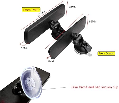 Miniatura 6 de Espejo retrovisor para automóvil de díanoche antideslumbrante universal sedán SUV camión ventosa - (versión antideslumbrante Delux) espejo azul