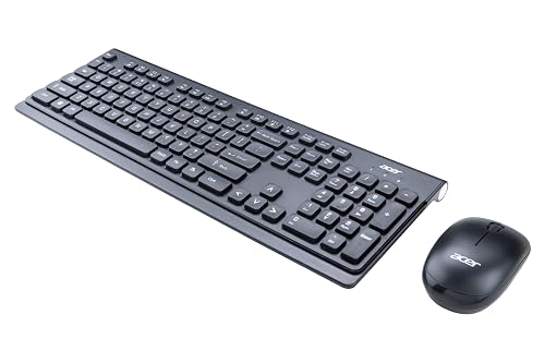 Acer Wireless Keyboard & Mouse Combo with Attractive Durable Design, 2.4GHz Nano Receiver, 10m Range, Indian Rupee Key Code, 1600 DPI, 10M Keystrokes Life for Microsoft Windows and Mac OS (Black)