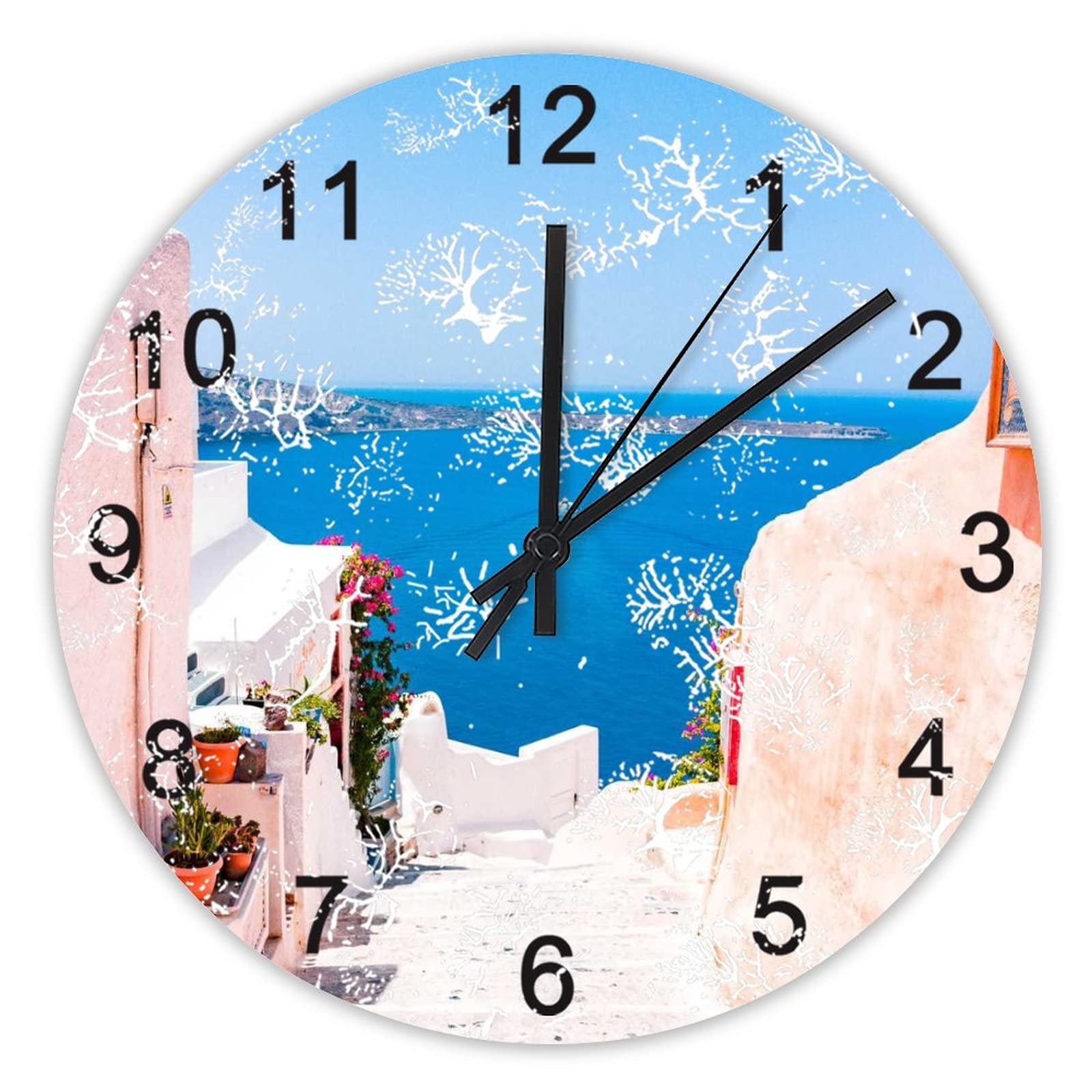Horloge murale silencieuse pour décoration de cuisine et de maison ambiance bord de mer