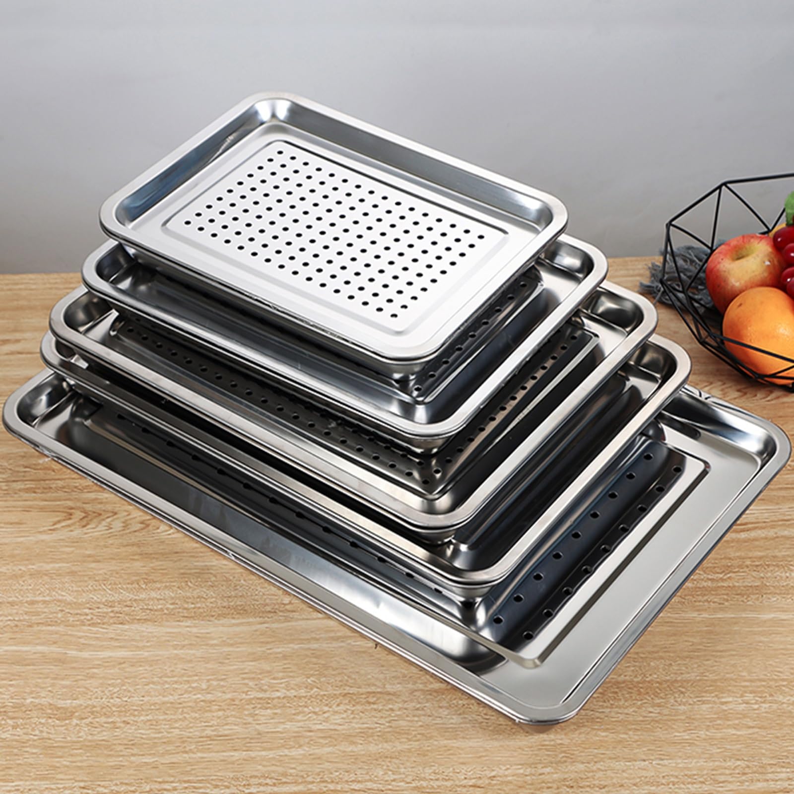 Vassoio raccogligocce, Vassoio raccogligocce in Acciaio Inox - Vassoio Multiuso per la conservazione in Cucina, Perfetto per Frutta, tè e soluzioni di drenaggio efficienti