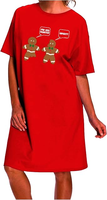 TOOLOUD Funny Gingerbread Conversation Christmas Adult Short Sleeve Womens Night Shirt Dress