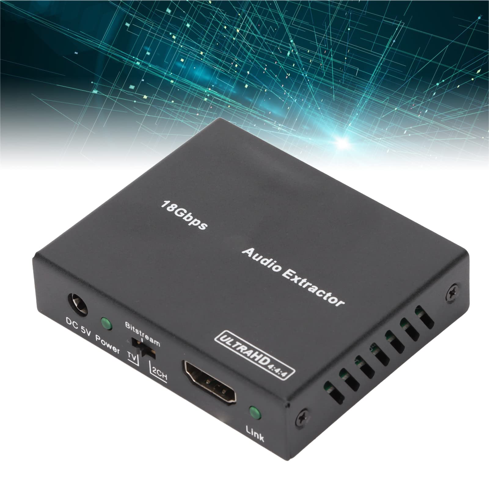 Audio Extractor Stripper, Multi Channel Optical (SPDIF) e Uscita Audio Analogica L/R, 18Gbps 4K2K a 50/60Hz Sound Extractor Converter Supporto HDCP 2.2 e Funzione CEC per Uso Domestico(Unione Europea)