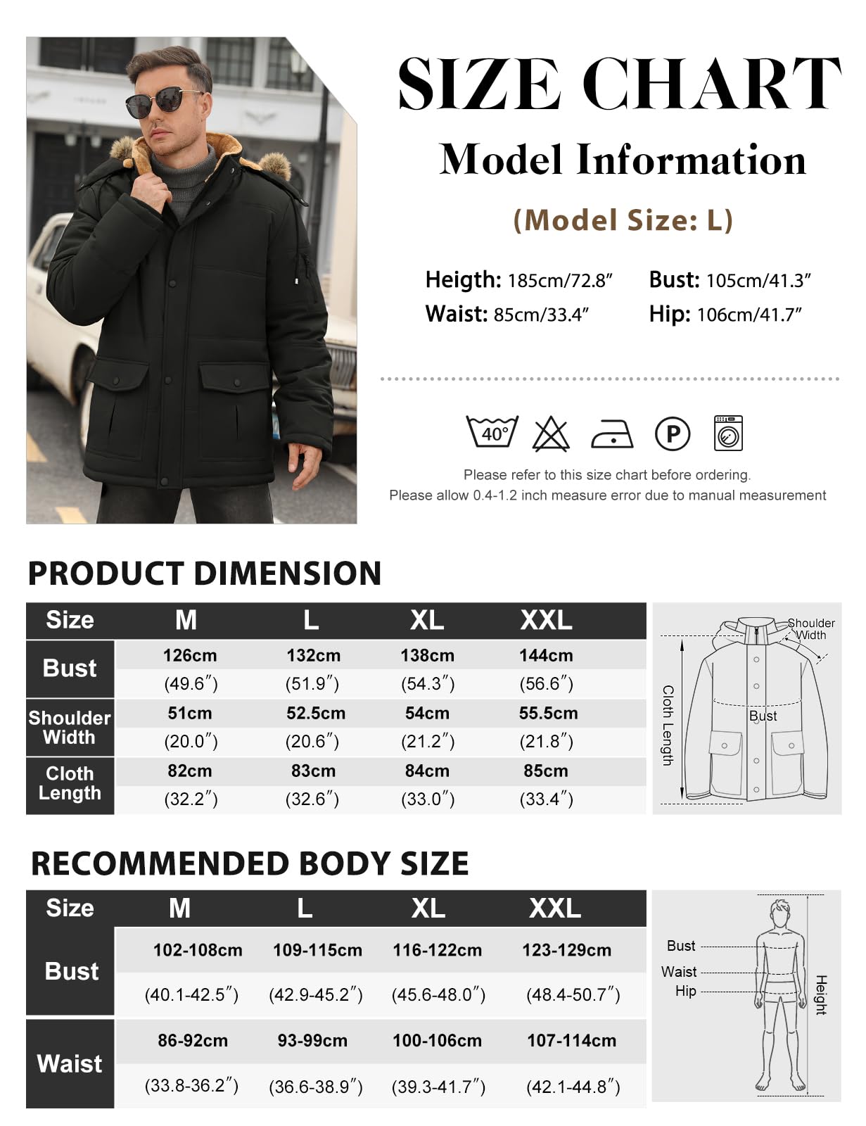 Lonya Parka Hombre Invierno Repelente al agua Chaqueta Forro Polar Giacca Cálido Abrigos Cortavientos Casual Giacche con Cappuccio