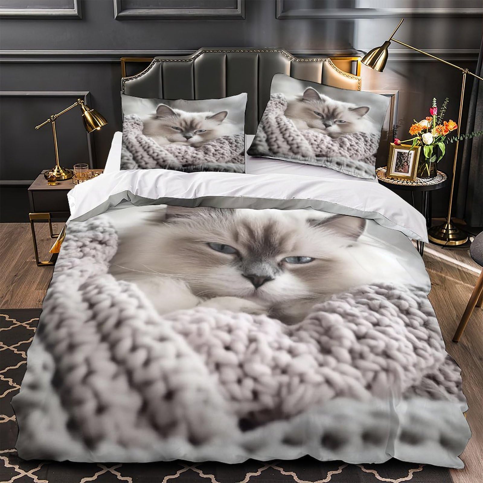 Housse de couette microfibre hypoallergique vache scène de ferme 200x200