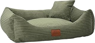 Hundebett Cord Waschbar Bezug Für kleine mittelgroße und große Hunde Hundekissen Hundesofa Hundekorb (Olive, L 100x80)