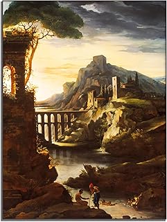 OKRA Theodore Gericault Canvas Wall Art - Landscape With An Aqueduct Poster - Romantic Art Prints - Famous Painting Reproductions - Bedroom Corridor Hotel Home Decorate Unframed(12x16in/30x40cm)