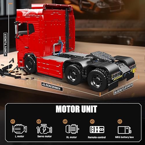 Miniatura 5 de Mould King MOC 19015 - Juego de bloques de construcción para camiones tractores, regalo para entusiastas de las colecciones de adultos a partir de