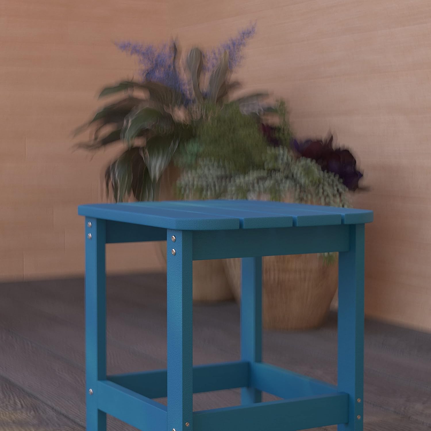 Merrick Lane Riviera Poly Resin Adirondack Style Side Table - Blue - Indoor/Outdoor - All-Weather
