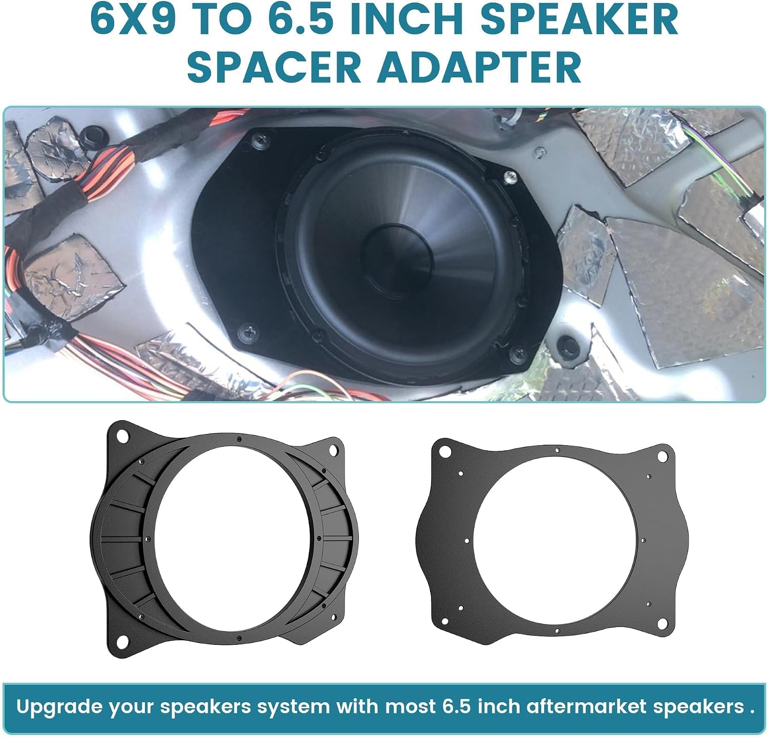 NuIth Rear Deck 6x9 to 6.5 inch Speaker Adapter Spacer Rings for Toyota 02-11 Camry/03-13 Corolla /07-15 Yaris/04-09 Solara, 6.5inch Deck Speaker Mounting Bracket, 2 PCS