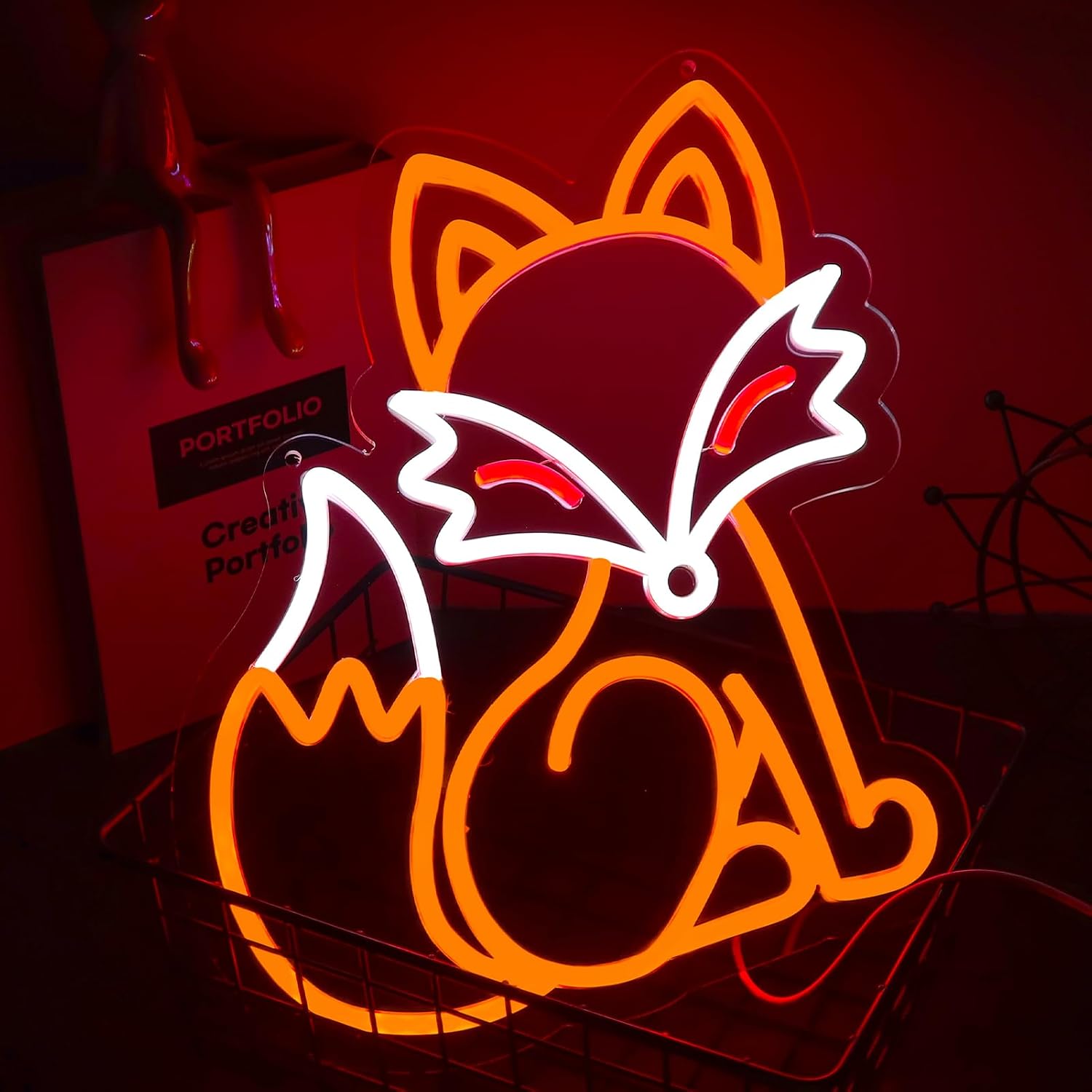 Fox Neon Sign,LED Neon Light Up Sign for Wall Art Decor,Dimmable Neon Light for Bedroom, Kids Room,Living Room Office Decor, Nursery Classroom Wall Art, Gift For Kid Adults People Who Like Foxes image 2