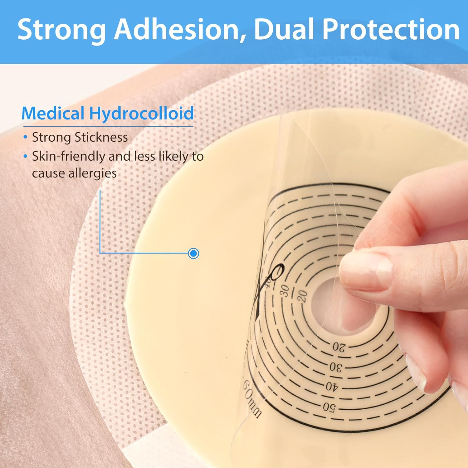 60 Pack Colostomy Bags Ostomy Supplies, One Piece Ostomy Colostomy Bags with Clamp Closure for Ileostomy Stoma Care, Cut-to-Fit, 60 mm Max