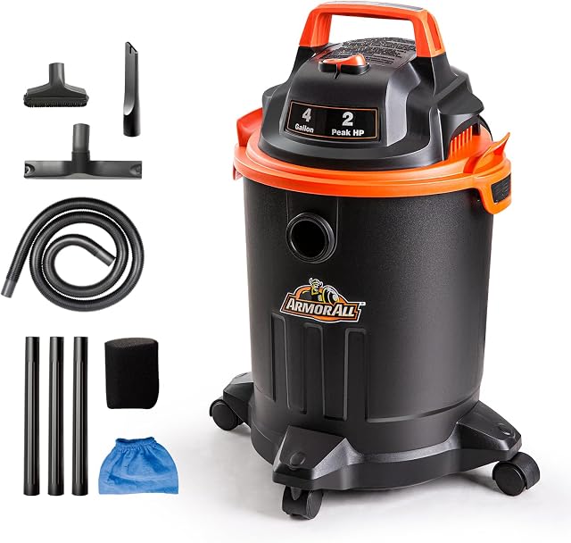 Armor All VO405P 0901 4 Gallon Wet/Dry Vac 2.0 Hauteur maximale HP Magasiner l'aspirateur avec les buses & Brosse, noir/orange