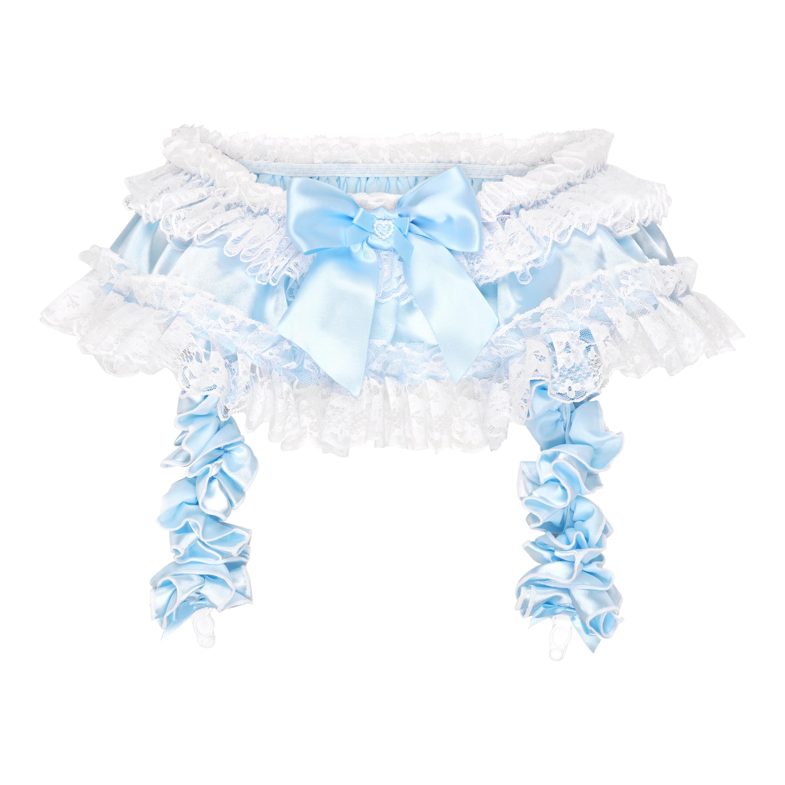 Satini Froufrou Dentelle efféminé Soyeuse Satin Jarretière Porte-Jarretelles Lingerie Caleçons