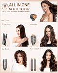Brosse sèche-cheveux Air Styler: double tension 7 en 1 Outils de styling multi-soniques avec chaud Air Straightener, Convertisseurs d'enveloppes automatiques, Volumiseur sans frisottis, Lissage et lissage du curling à séchage rapide (Grey)