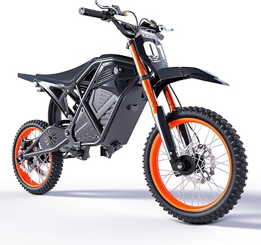 QNUT Fast Electric Motorcycle e Dirt Bike emoto ebike Off Road e-Bike Dirtbike e Moto for Adults 50 mini 40 mph e Bikes Black & Orange