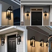 Vista 4 de Luces LED de pared para exteriores del atardecer al amanecer, iluminación exterior moderna de 12 W, aplique de pared negro para exteriores, 3000 K