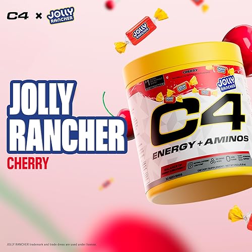 Miniatura 8 de Cellucor C4 Energy + Aminos Powder  Jolly Rancher Cherry  0.18 oz de BCAA y EAA para la recuperación muscular, 3 electrolitos para hidratación, 100
