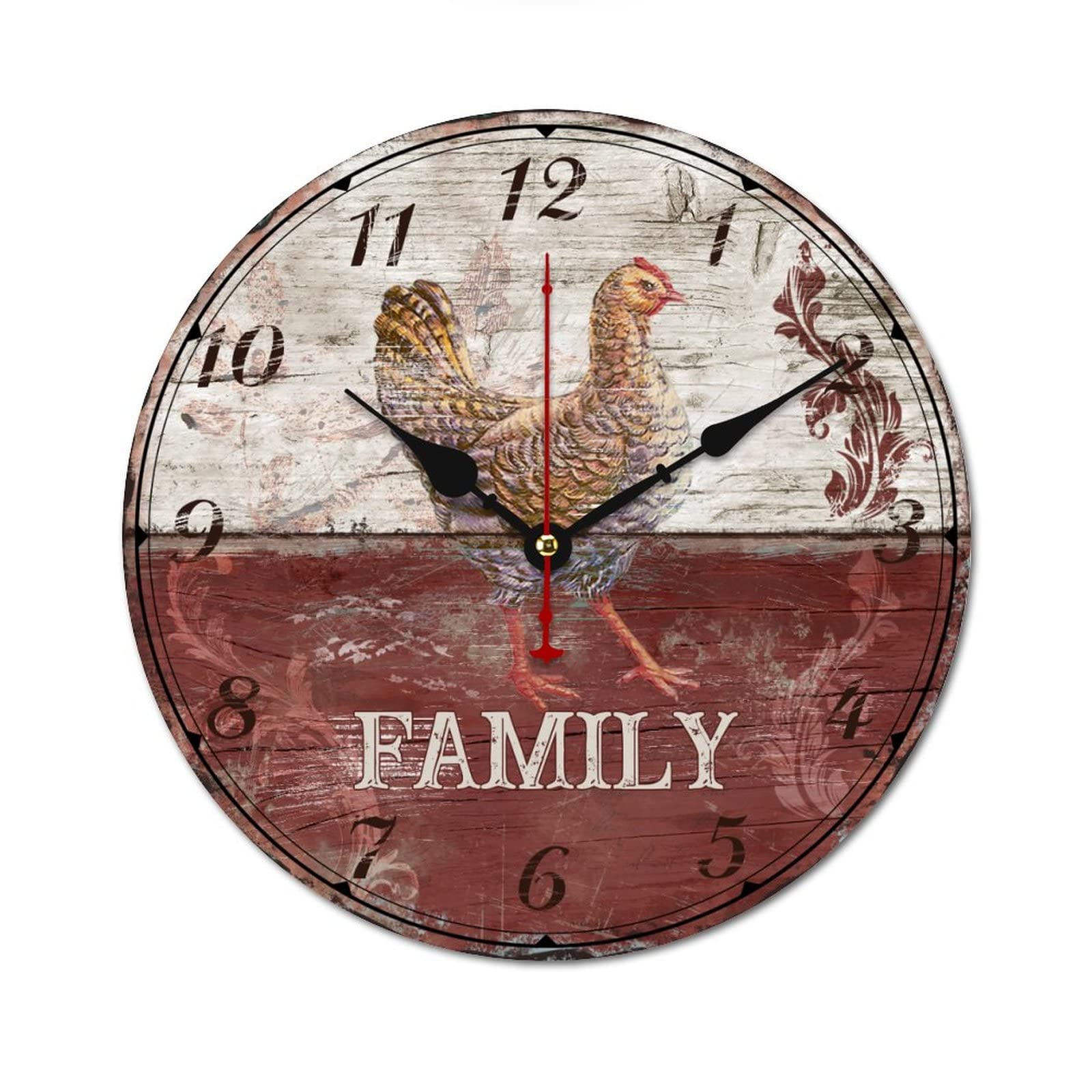 Horloge murale en bois coq 38cm pour décoration cuisine