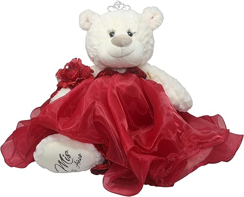 20" Quinceanera Burgundy Teddy Bear Doll with Dress - Kinnex Collections, Realistic & Unique Centerpiece B16831-7