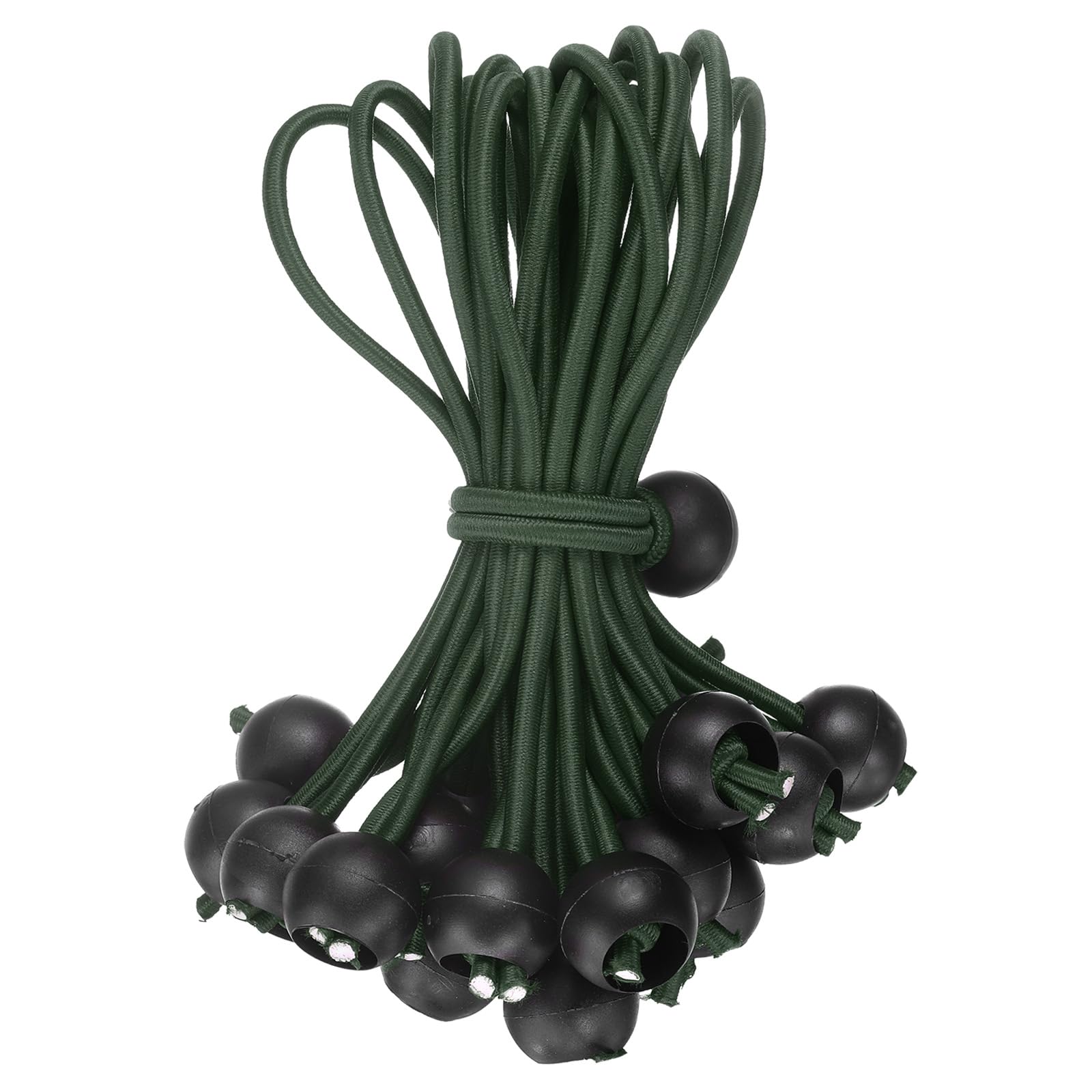 sourcing map 6" Balls Bungee Cords, 30 Pcs Bungee Cords with Balls Elastic Tarp Tie Downs for Tents, Camping, Tarp, Posters, Expander Loops, Tarpaulin Holders, Tarpaulin Rubber (Green/Black) โ image 1