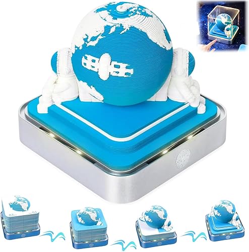 Calendario 3D 2026, Calendario de Escritorio 2026, Bloc de Notas de Arte en Papel 3D Desmontable con Luces LED, Calendarios de Memo 3D Creativo,