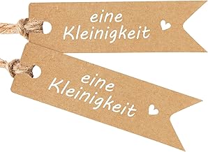 jijAcraft A Small Gift Tags Kraft Paper: 7 x 2 cm Paper Tags with Heart Pack of 100 Kraft Paper Labels Tags with Jute String for Wedding, Birthday, Christmas, DIY