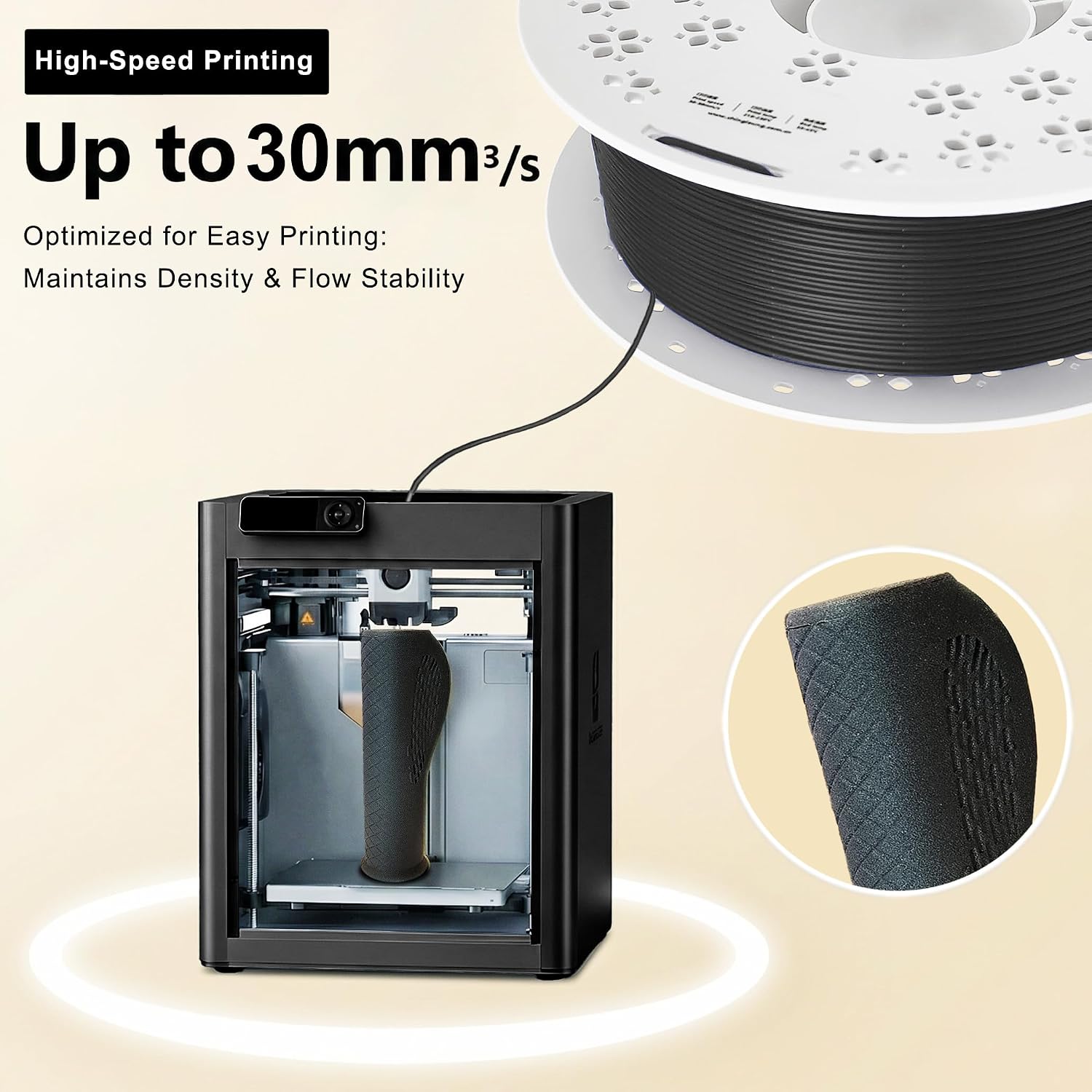 1.75mm TPU Air Filament w/Foaming Tech - 0.6g/cm³ Lightweight, 85% Rebound, Moisture-Resistant, No Sanding for Shoe Insoles/Wearables/Drone Parts (Blue, Flex TPU)