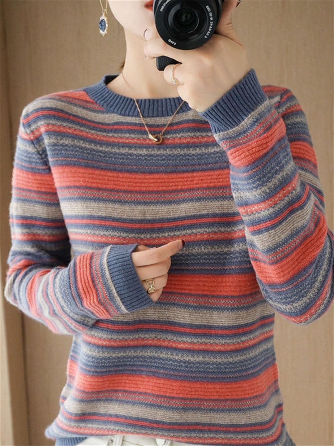 Female Sweater Women Loose Striped Knitted Pullovers Women's Sweaters Pullover Jumper