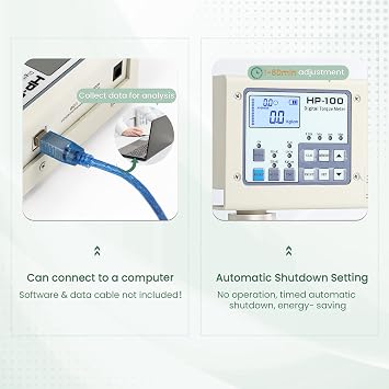 Huanyu Digital Torque Meter Digital Bottle Cap Torque Tester Screw Driver Wrench Measure Tester for Bottle Caps Electric Screwdrivers Pneumatic Screwdrivers (HP100 + Test Plate)
