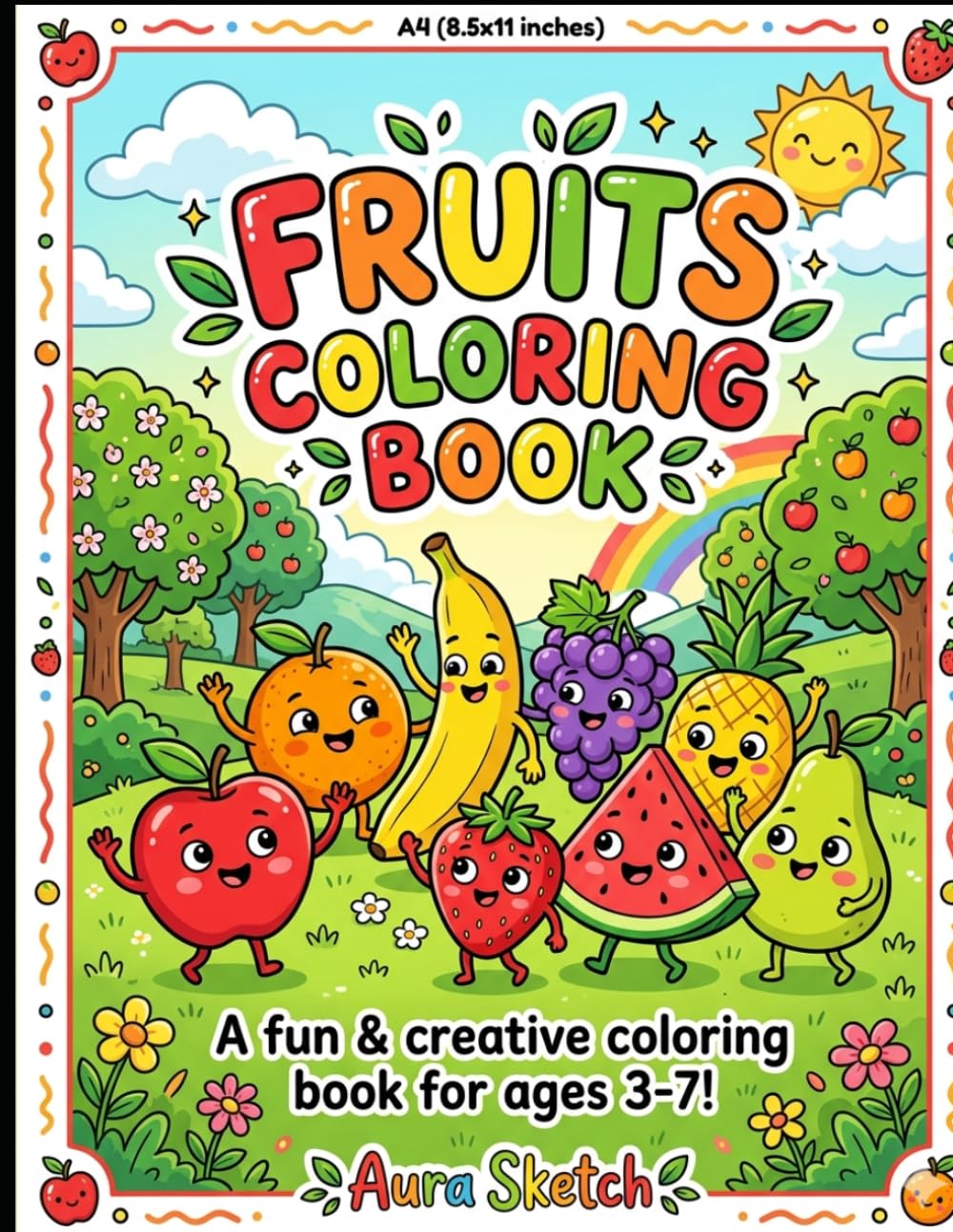FRUITS COLOURING BOOK: Fun and Easy Educational Coloring Pages for Toddlers & Preschoolers Ages 3-7 | Learn Fruits and Build Fine Motor Skills
