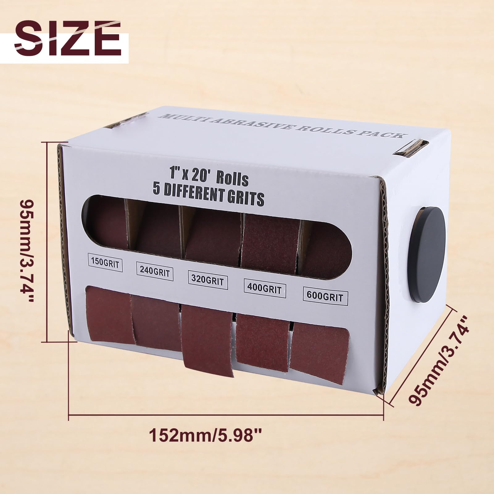 GOLD DEER 5 Grits Abrasive Sand Paper Set Sandpaper Roll Boxed Multi-Roll Assorted Abrasive Rolls Emery Cloth Roll 150 240 320 400 600 Grit Sandpaper Rolls for Wood Metal Polishing,Each Roll (6M) - Image 4