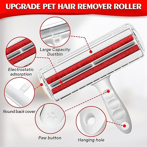 Miniatura 2 de Rodillo removedor de pelo de mascotas y rodillo de pelusa reutilizable  Removedor de pelo de gatos y perros para muebles, sofá, alfombra, ropa y