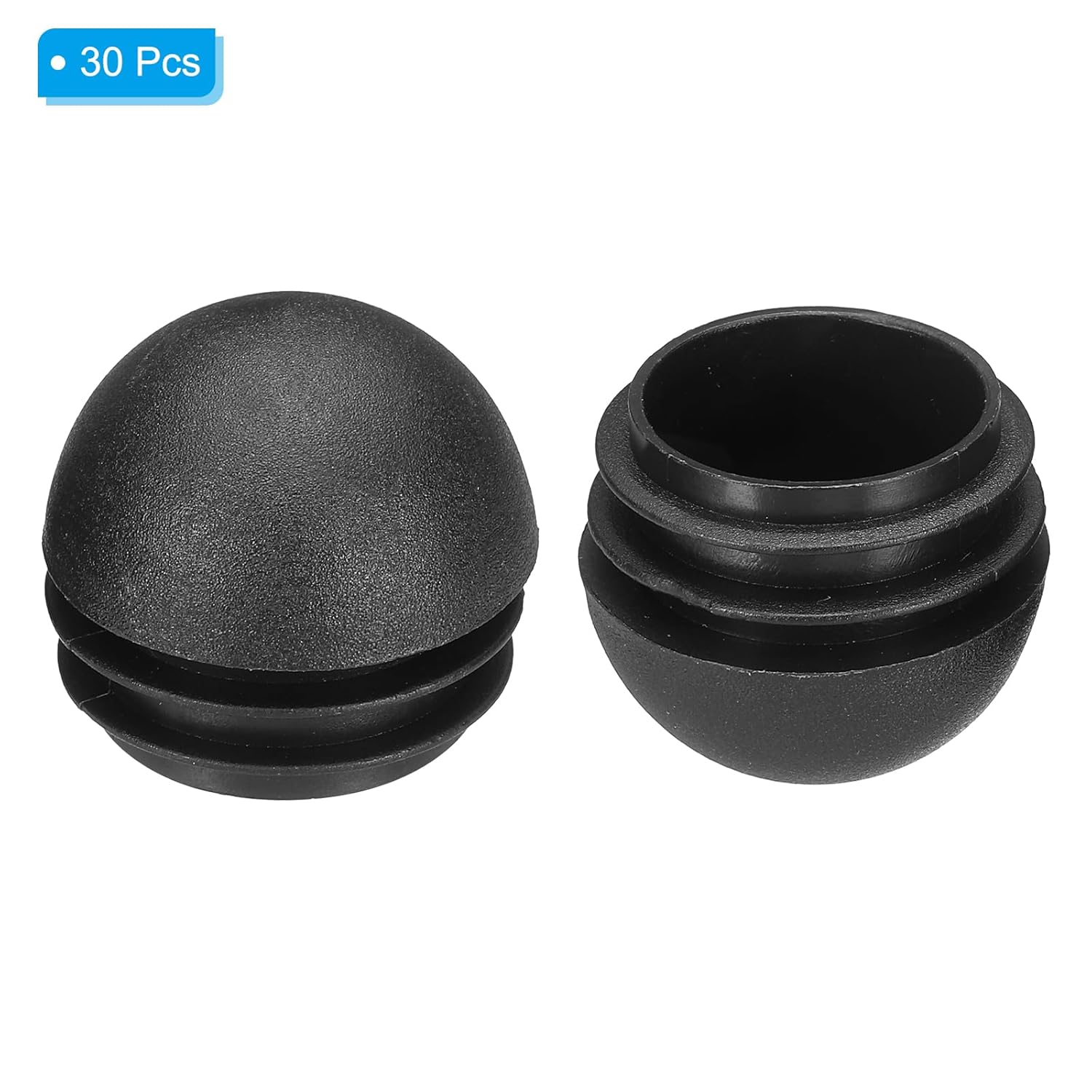 PATIKIL 1" Plastic Tubing End Caps, 30Pcs Round Hole Plug Insert for Round Iron Pipe Chair Legs Table Bookshelves Furniture, Black