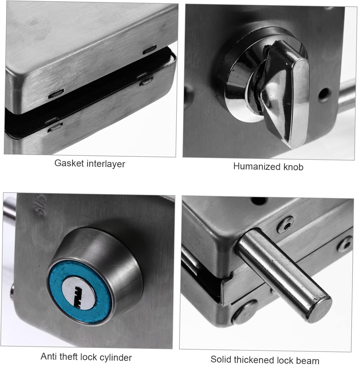 Stainless Steel Glass Door Lock Central Latch for Glass Doors Easy Installation No Drilling Required for Use