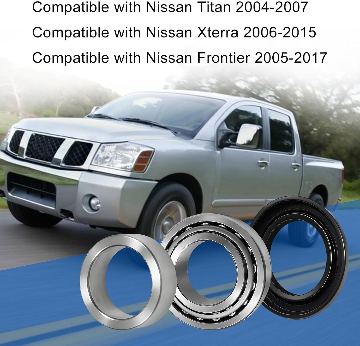 Rear Axle Bearing Inner Spacer Oil Seal Kit Fit for Nissan Titan 2004-2007 for Nissan Frontier 2005-2017 for Nissan Xterra 2006-2015 Replace 40210-7S210 43070-7S200 43252-7S200,1Set