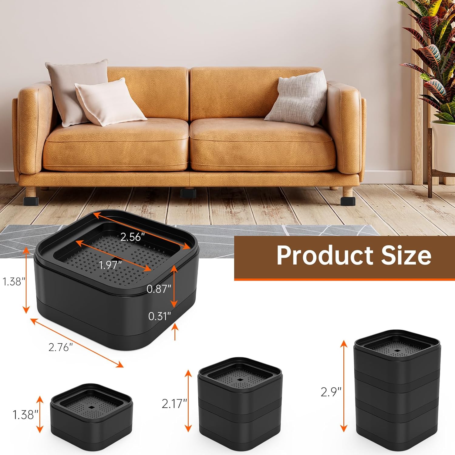 40 Pack Furniture Risers Adjustable Bed Risers Desk Leg Risers 1.38",Bed Lifts Risers Square Bed Raising Blocks for Table/Desk/Couch/Chair/Sofa/Bed/Cabinet