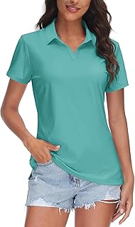 Women's V-Neck Polo Shirts UPF 50+ Short Sleeve Sun Protection Quick Dry Golf Polos Collared Shirt