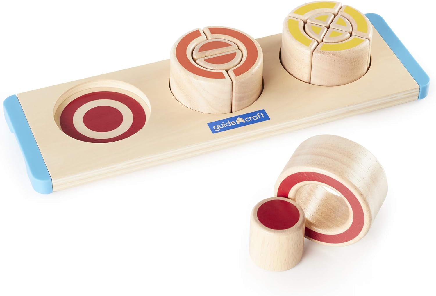 Guidecraft Nesting Circle Fractions - Smooth Wooden Shapes Sorting Game, Kids Early Educational STEM Toys