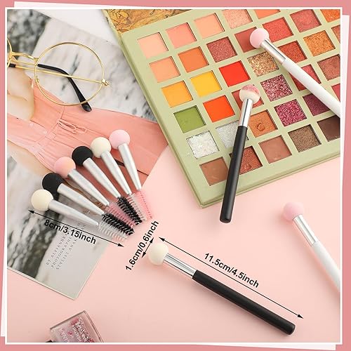 Miniatura 5 de Juego de 10 brochas de maquillaje de esponja de belleza, 4 piezas, aplicador de base de esponja, cepillo corrector de cabeza de hongo suave y 6