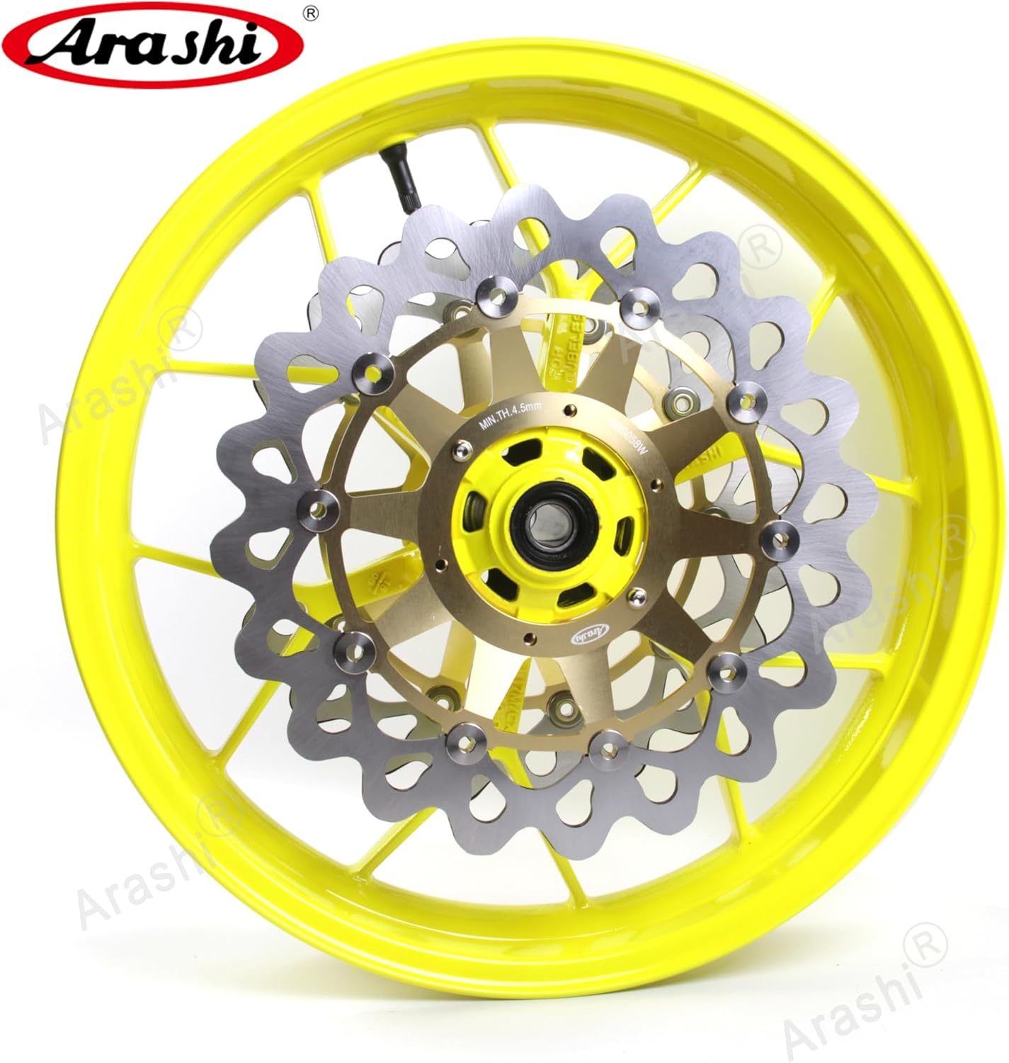 Arashi Front Wheel Rim and Brake Disc Rotor for Honda CBR1000RR 2006-2016, Motorcycle Replacement Accessories Parts Neon Yellow
