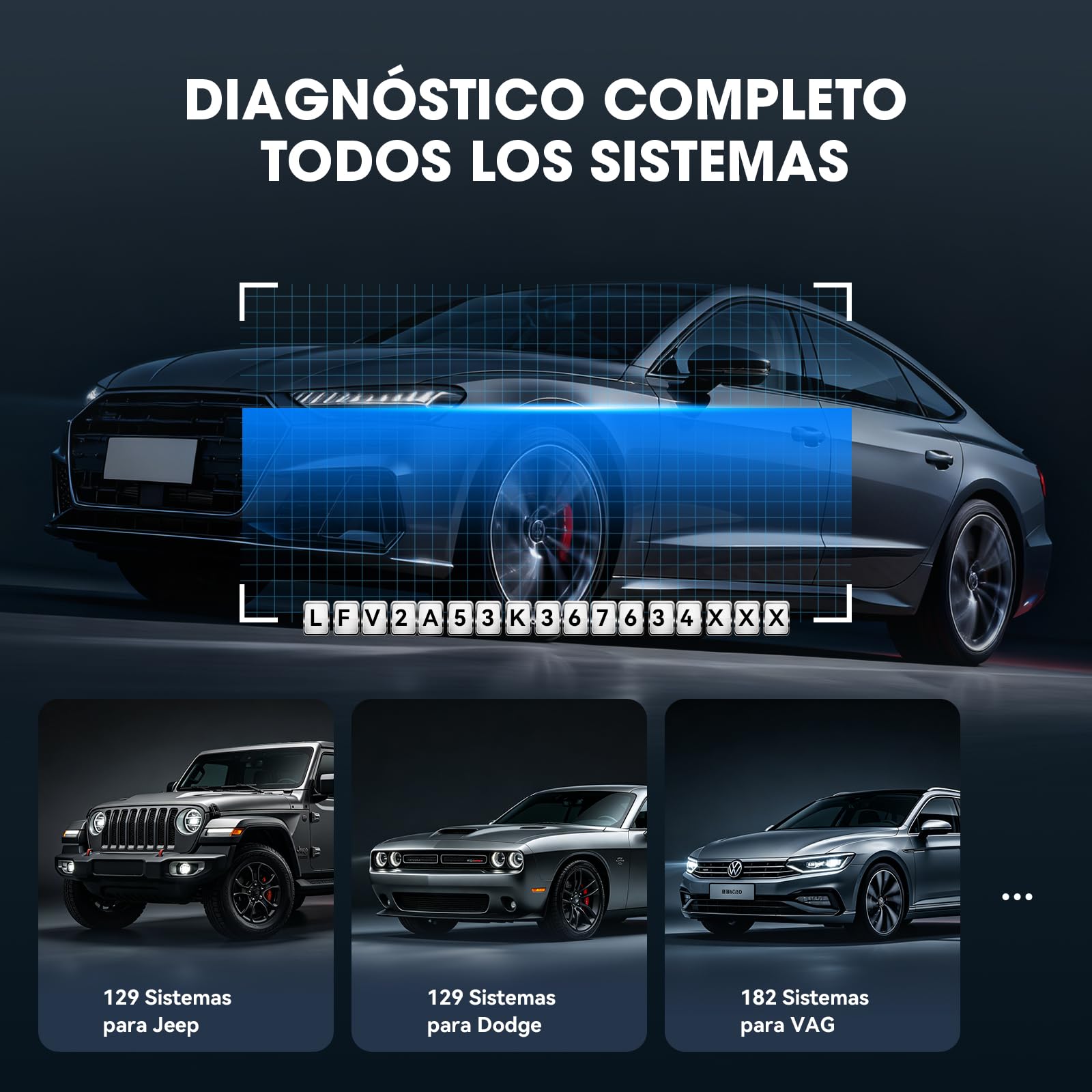 JU2000 Máquina Diagnosis Coche, Escáner de Todos los Sistemas con Bluetooth, 50 Servicios, Codificación ECU, Prueba Activación, Auto Vin, CANFD, DoIP, Programación TPMS, Actualización WiFi