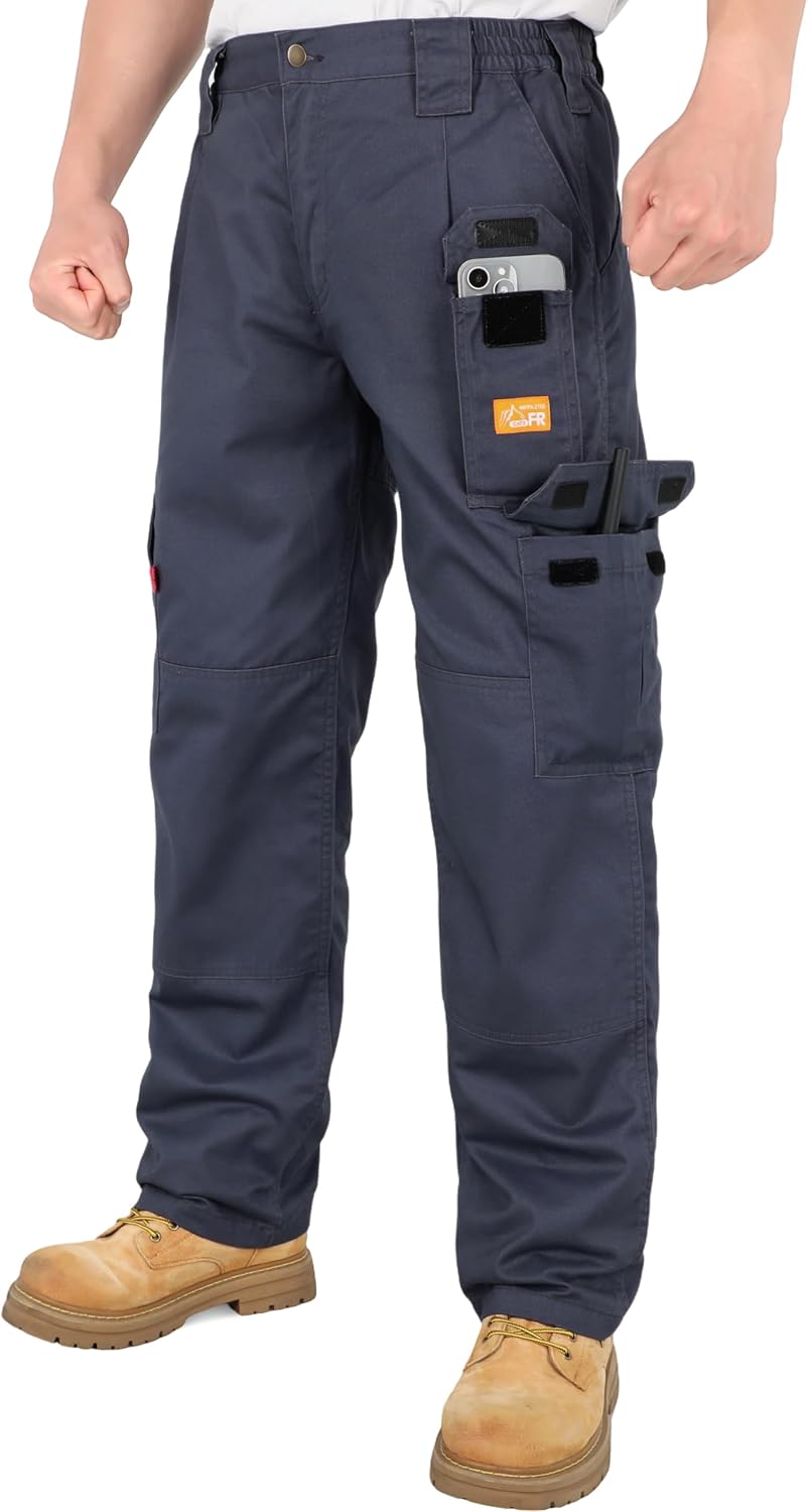 Titicaca Men's FR Cargo Pants Flame Resistant Pants Lightweight 7.5oz 100% Cotton Fire Retardant Elastic Waist Pants