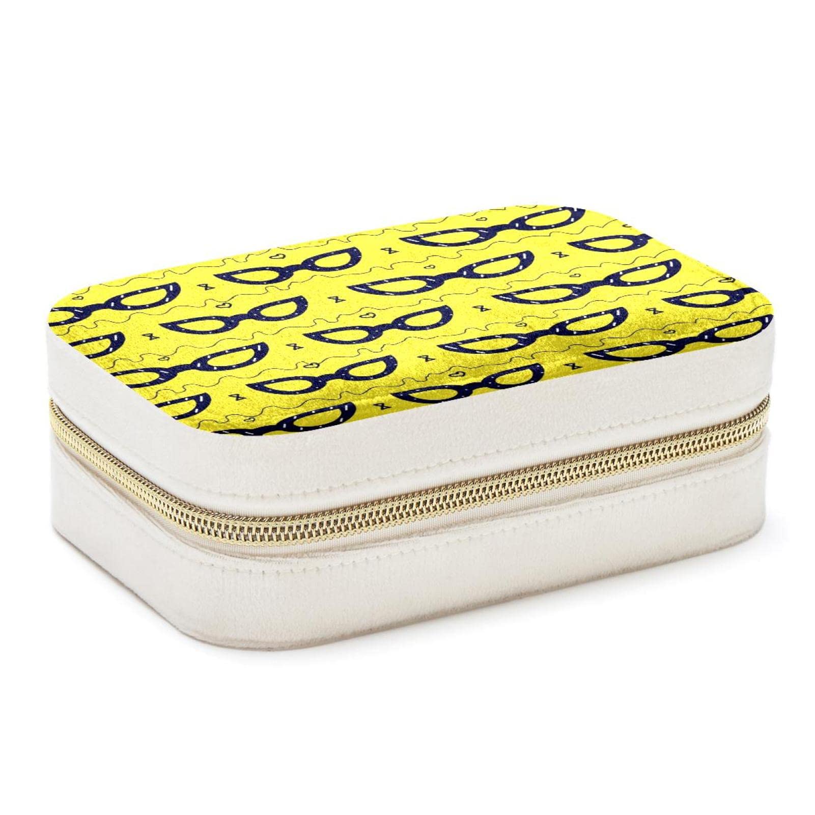 Boîte à bijoux portable jaune et étui de lunettes pour l'été