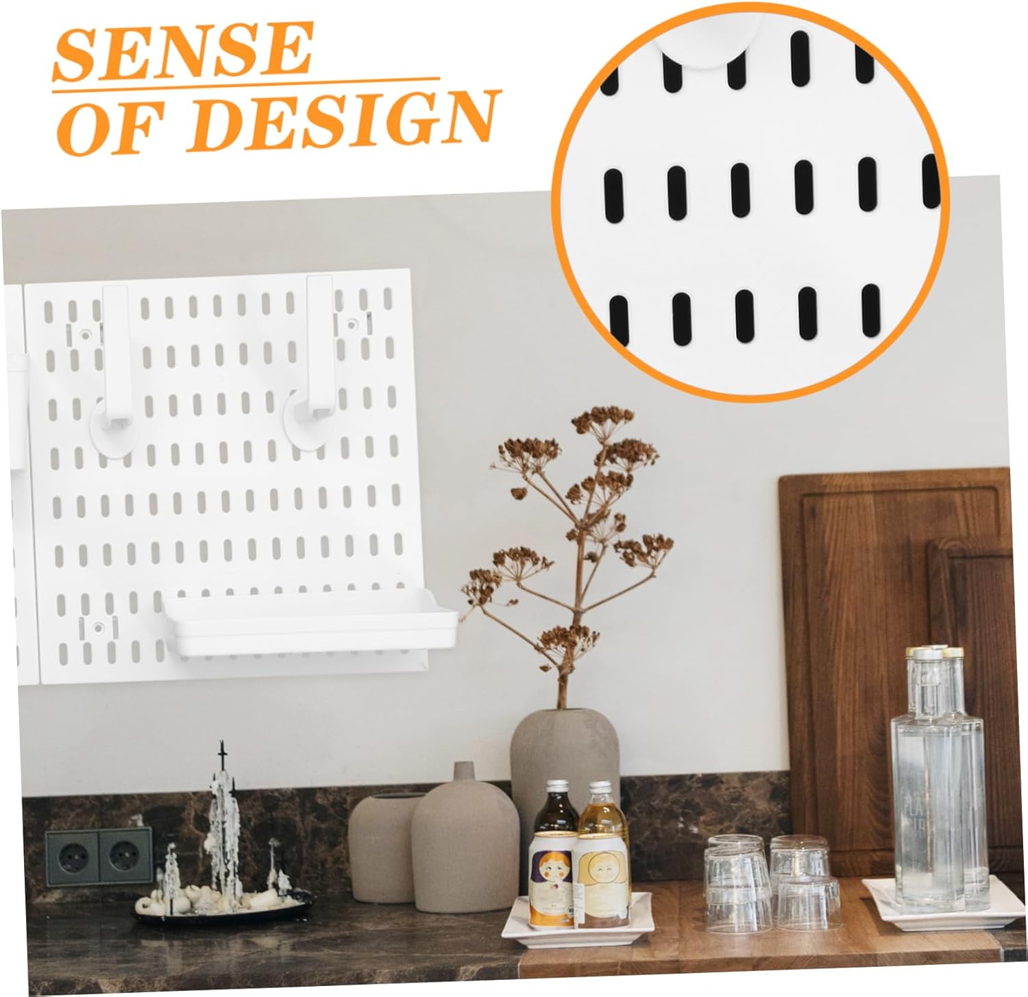 1set Home Storage Pegboard Organizer Kit Hooks Shelves Easy Installation No Drilling Required Sturdy Design for Kitchen Bathroom and Garage Multi-functional Wall-mounted Display