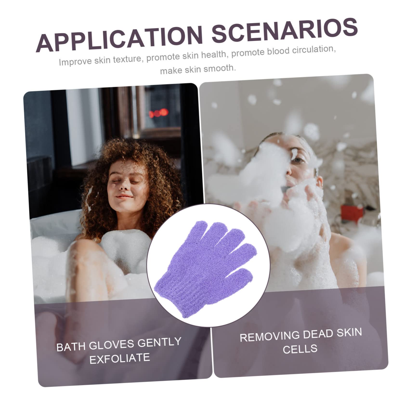 30 Pz Guanti da bagno a cinque dita scrubber per il viso spugna per la pulizia guanto esfoliante exfoliating gloves guanti da doccia guanti da bagno in nylon Viola,porpora BELLIFFY