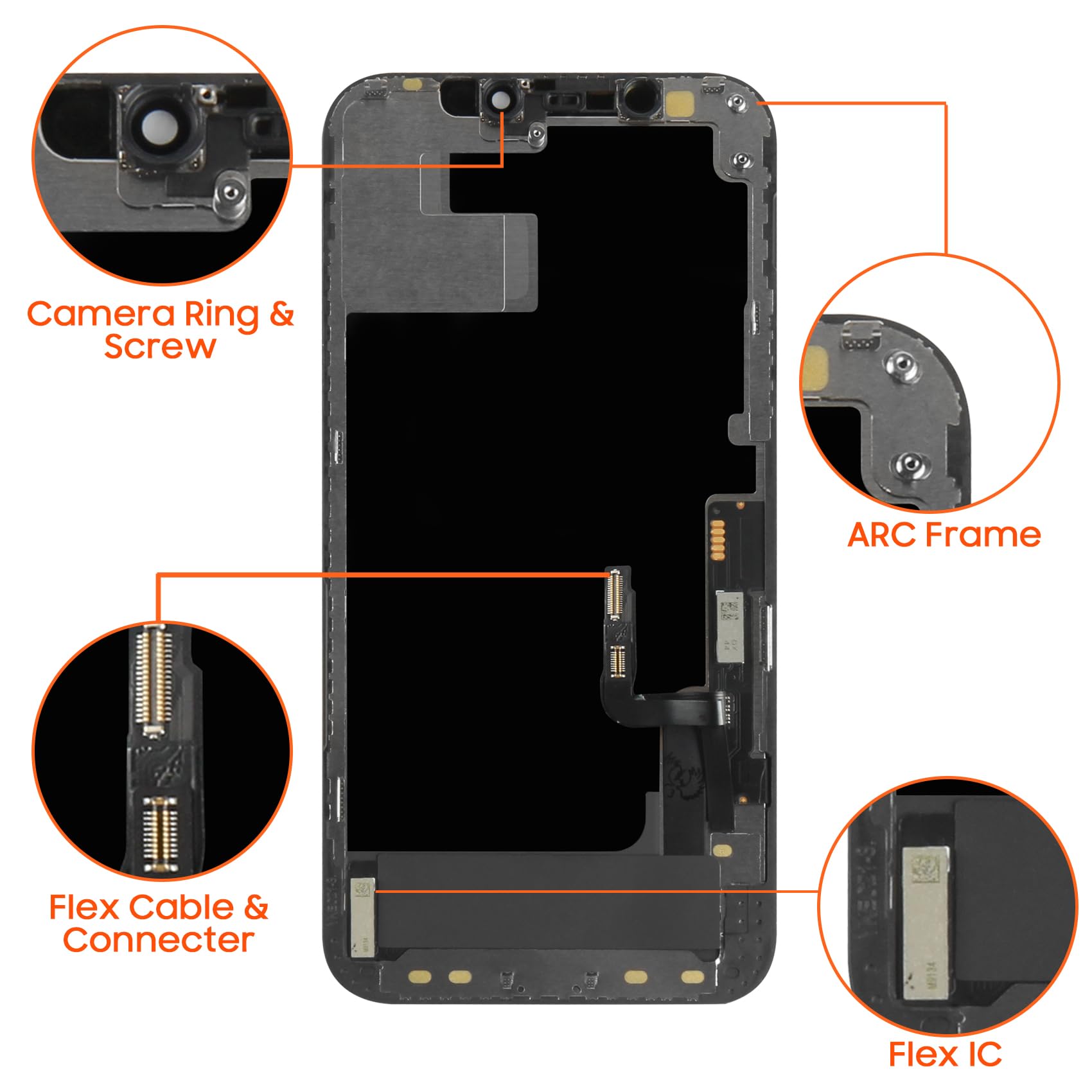 Schermo LCD per iPhone 12 6.1" LCD Display per iPhone 12 PRO A2403 A2172 A2402 A2404 A2407 A2341 A2406 A2408 LCD Touch Screen Digitizer Kit di Sostituzione con Strumento(Versione TFT Highlight)