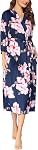 Hotouch Femmes Robe Femme Kimono Coton Peignoir Léger Knit Vêtements de nuit Longue pour la maison Spa S-XXL