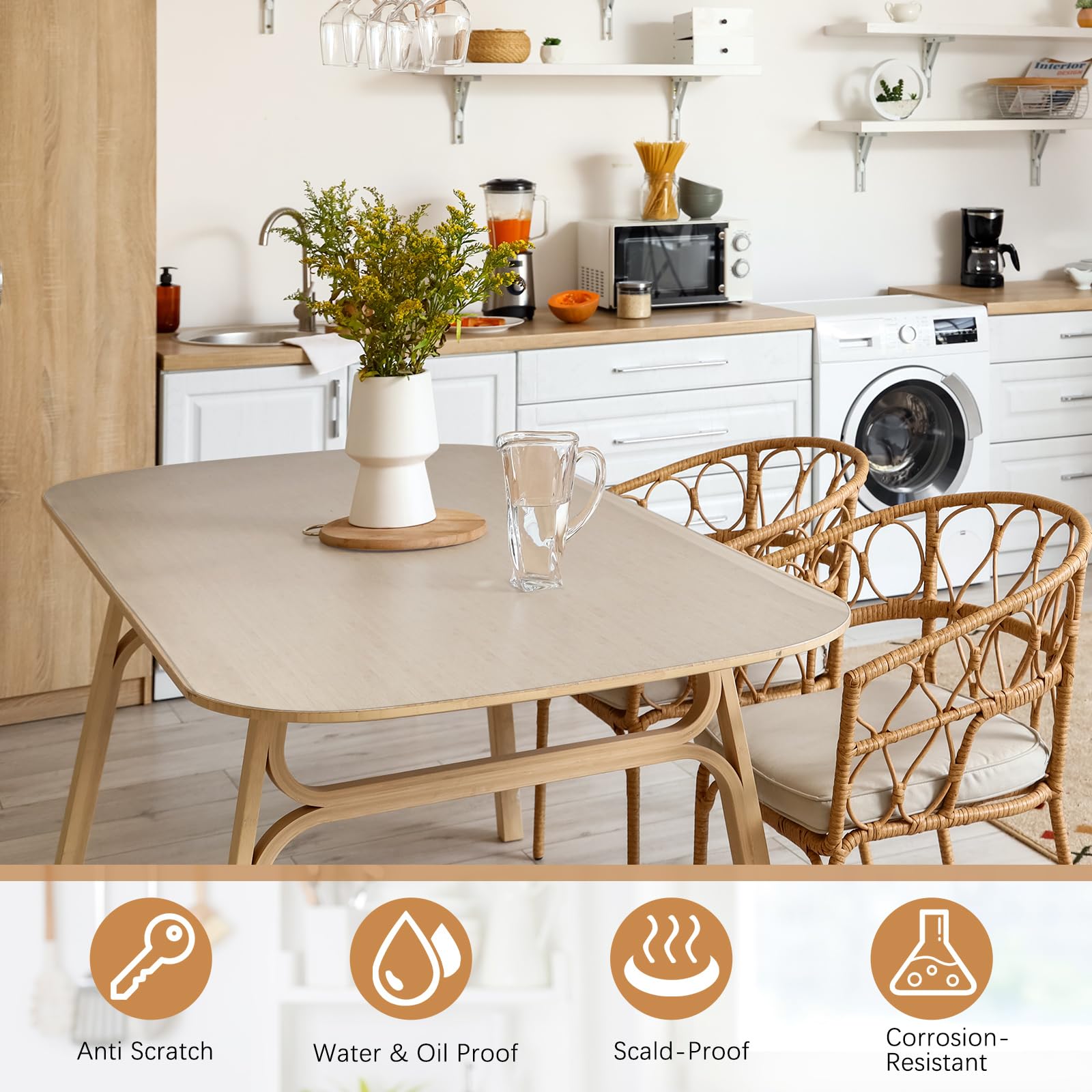 Thyle 2 Pack 24 x 90 Inch Frosted Table Cover Protector 1.3 mm Thick Clear PVC Table Cover Protector Waterproof Non Slip Table Protectors for Rectangle Dining Table Trainning Table Conference Table