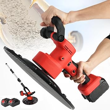 Wall Mortar Smoothing Machine, 6 Speed Concrete Mixer, Wall Smoothing Polishing Machine, Automatic Wall Smoothing Machine with Extension Rod,2 * 22500mAh